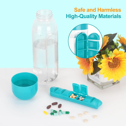 2 in 1 Portable Water Bottle Medicine Storage Organizer Box