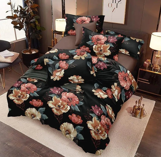 Beautiful Floral Print King-Size Bedsheet with 2 Pillow Covers