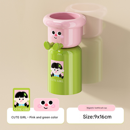 Magnetic Toothbrush Holder with Mouthwash Cup