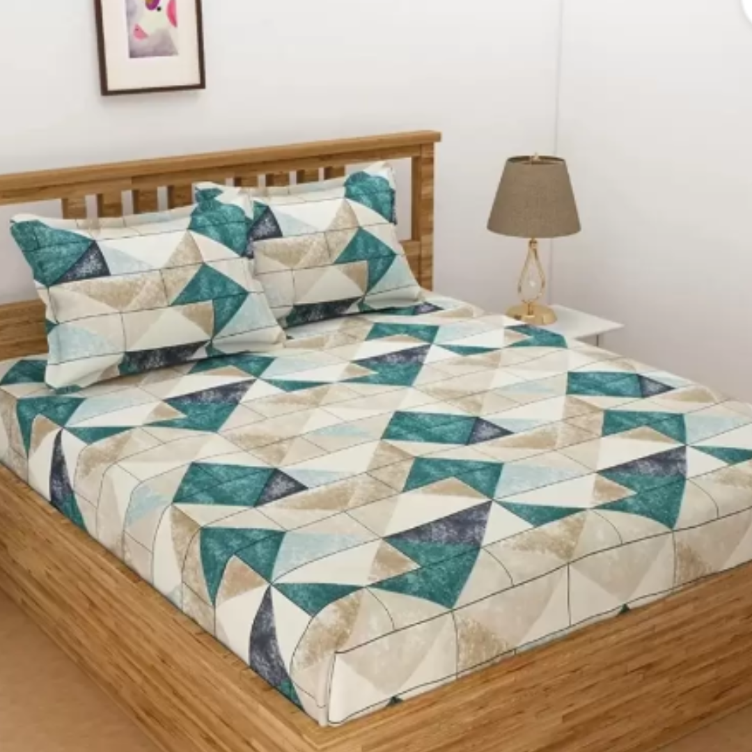 Attractive and gorgeous double fitted bedsheet with 2 pillow covers.